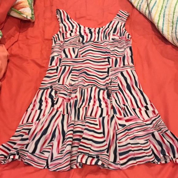 Pink, white, blue, red strapless dress - Picture 1 of 2